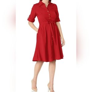 Vibrant red shirt dress size 14w